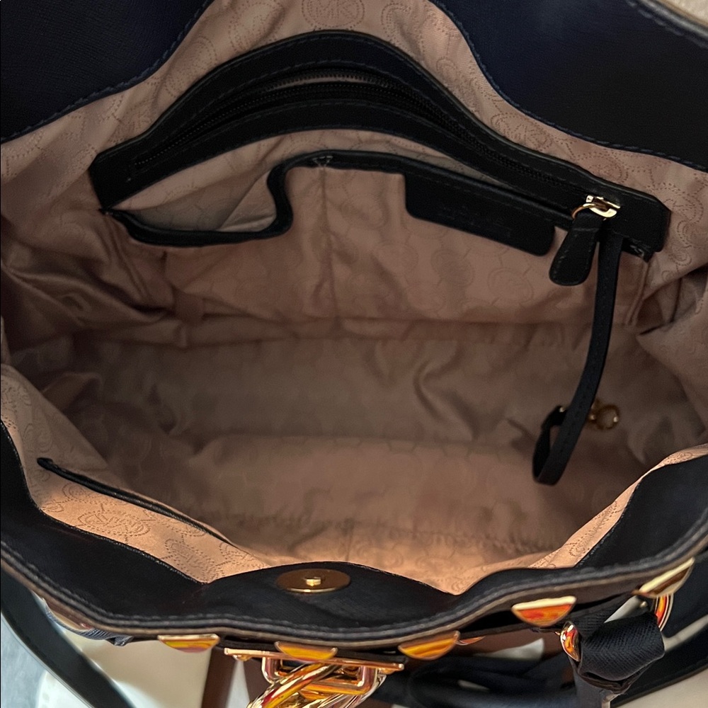 Michael Kors Navy and Gold Studded Saffiano Tote Bag - Picture 5 of 7